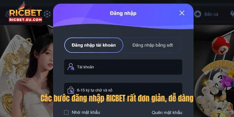 Người chơi có thể thực hiện đăng nhập RICBET nhanh chóng trên PC và mobile.